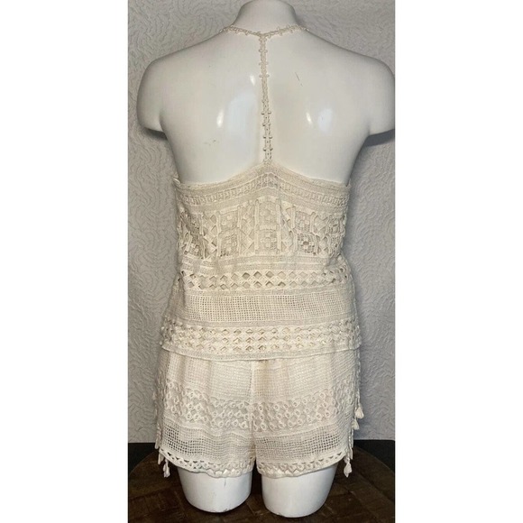AQUA Cream 2 Piece Set Of Shorts And Tank Coachella Summer Outfit Size XSmall - Picture 2 of 12
